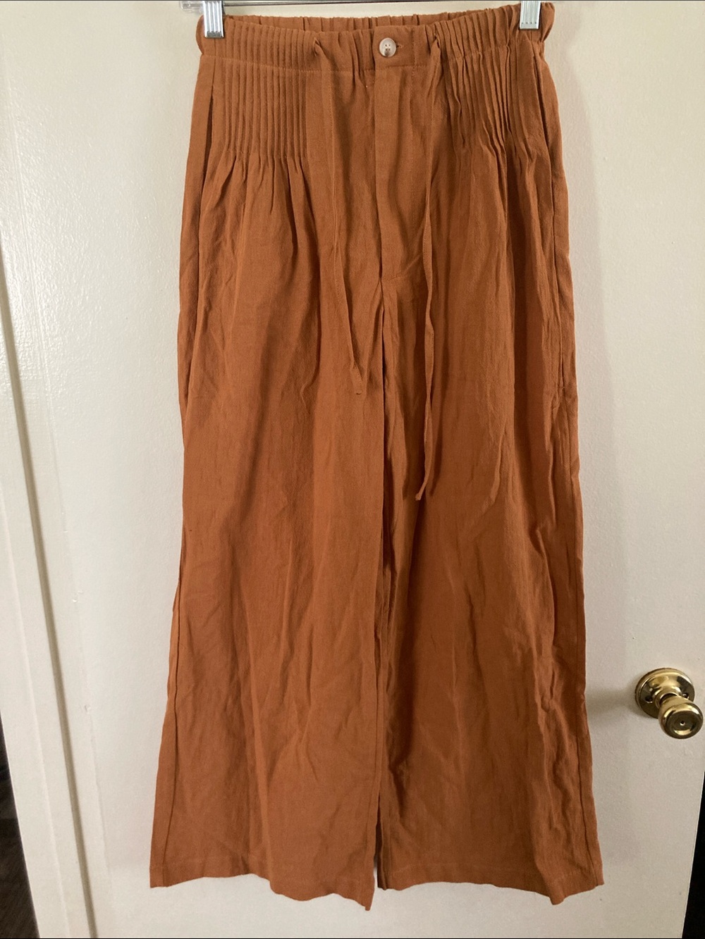 Source Unknown Rust Brown High-Waist Wide-Leg Track Pants